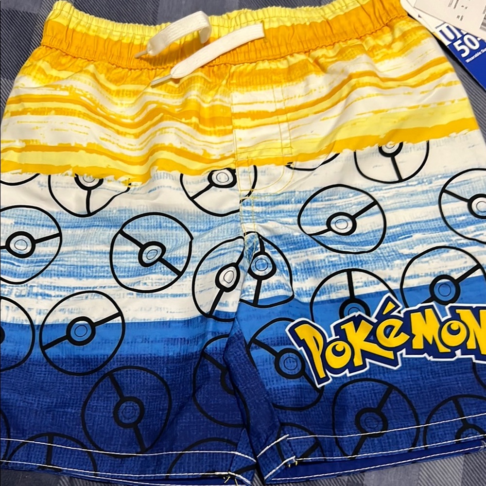 Kids Swim Shorts - Yellow and Blue Pokemon